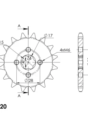 Značkový Řetězové kolečko SUPERSPROX CST-253 16.2 CST-253 16 16 zubů, 420 (043.253 16)