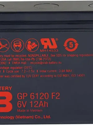 Akumulátor CSB 6V, 12Ah (GP6120 F2) Akce