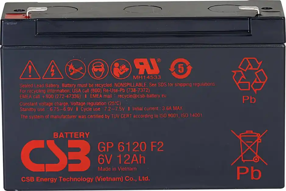 Akumulátor CSB 6V, 12Ah (GP6120 F2) Akce