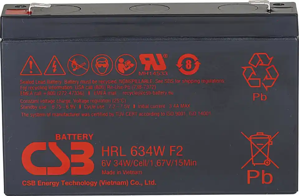 Akumulátor CSB 6V, 9Ah (HRL634W F2) Akce