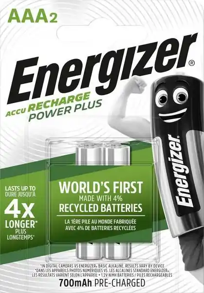 Energizer Power Plus AAA nabíjecí 700mAh HR03/2 (2ks) Ověřený