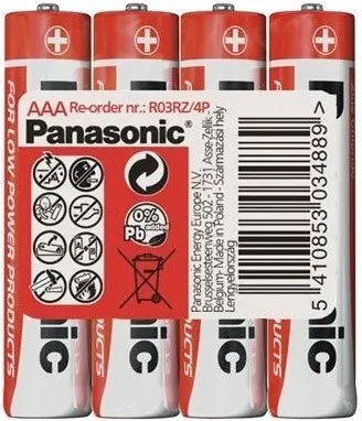 Nízká Cena Panasonic Red Zinc baterie AAA LR03/4 (shrink 4ks)