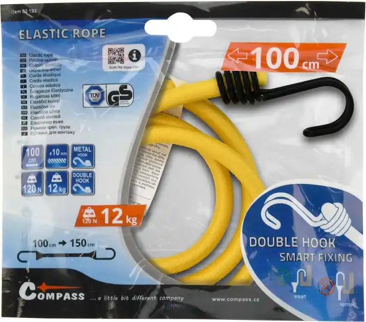 Bezpečná Platba Compass upínač pružný DOUBLE HOOK 10mm/100cm tüv/gs