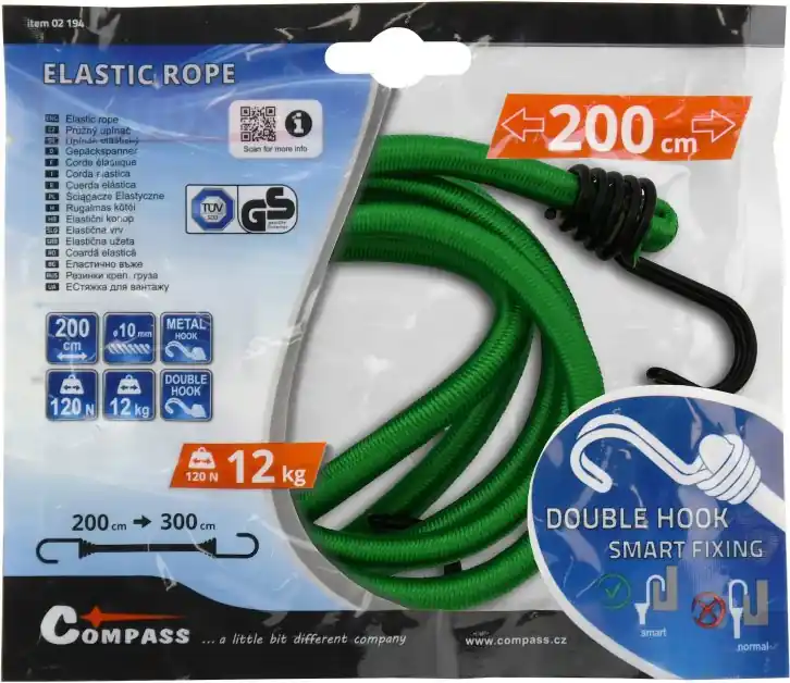 Compass upínač pružný DOUBLE HOOK 10mm/200cm tüv/gs Jen Po Omezenou Doba