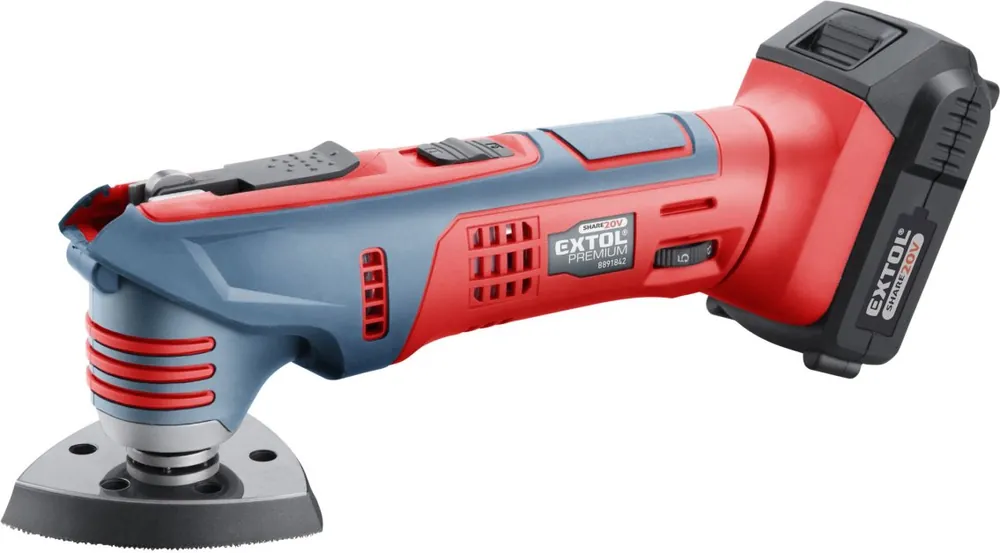 Ověřený Bruska multifunkční aku SHARE20V, rychloupínací, 20V Li-ion, 2000mAh EXTOL PREMIUM