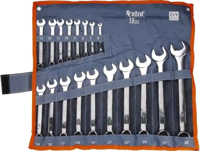 Klíče očkoploché, sada 18ks, 6-30mm, CrV EXTOL PREMIUM Nízká Cena