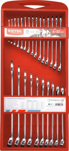 Omezená Nabídka Klíče očkoploché, sada 25ks, 6-32mm, CrV EXTOL PREMIUM