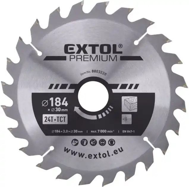 Kotouč pilový s SK plátky, ⌀184x3,0x30mm, 24T EXTOL PREMIUM Víkendová Akce