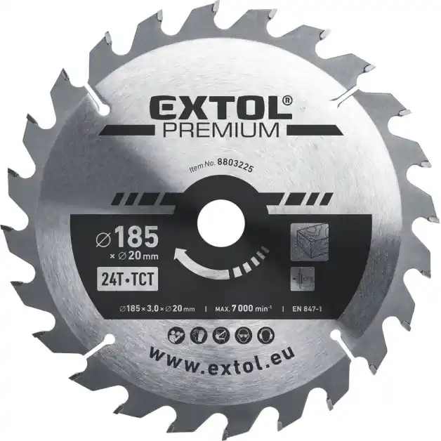 Odeslání Ihned Kotouč pilový s SK plátky, ⌀185x3,0x20mm, 24T EXTOL PREMIUM