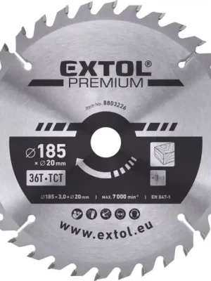 Víkendová Akce Kotouč pilový s SK plátky, ⌀185x3,0x20mm, 36T EXTOL PREMIUM