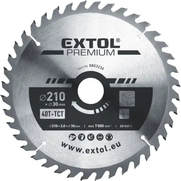 Kotouč pilový s SK plátky, ⌀210x3,0x30mm, 40T EXTOL PREMIUM Přímo Od Výrobce