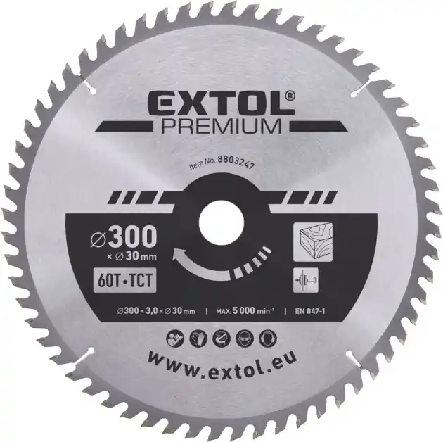 Kotouč pilový s SK plátky, ⌀300x3,0x30mm, 60T EXTOL PREMIUM Super Cena