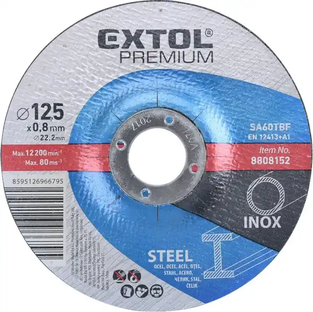 Jen Po Omezenou Doba Kotouč řezný na ocel/nerez, ⌀125x0,8x22,2mm EXTOL PREMIUM