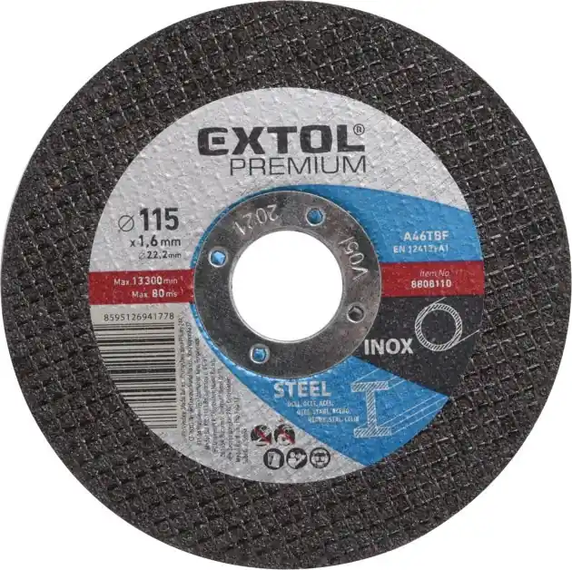 Kotouč řezný na ocel/nerez, ⌀115x1,6x22,2mm EXTOL PREMIUM Kup Teď