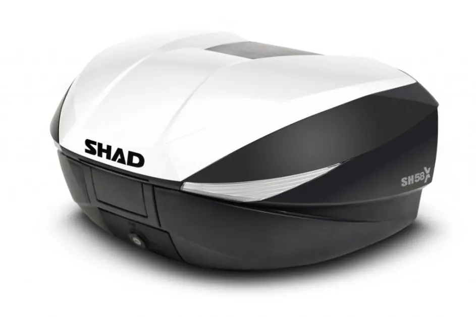 Horká Nabídka Vrchní kufr na motorku s barevným krytem SHAD 130.D0B58206+D1B58E0 SH58X bílá se zámkem PREMIUM