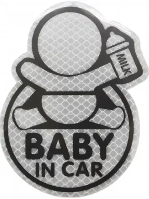 Compass dekor samolepící BABY IN CAR stříbrný Autentický