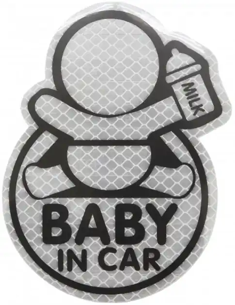 Compass dekor samolepící BABY IN CAR stříbrný Autentický