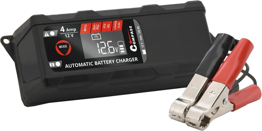 Compass nabíječka mikroprocesor 4Amp 12V PB/GEL/AGM/LiFePO4 LCD displej Ihned K Objednání