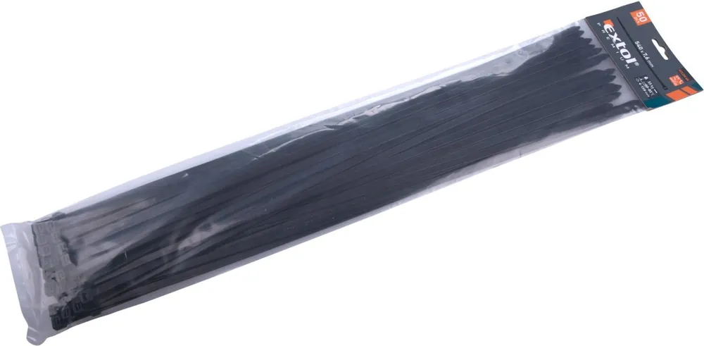 Pásky stahovací na kabely černé, 540x7,6mm, 50ks, nylon PA66 EXTOL PREMIUM Horká Nabídka