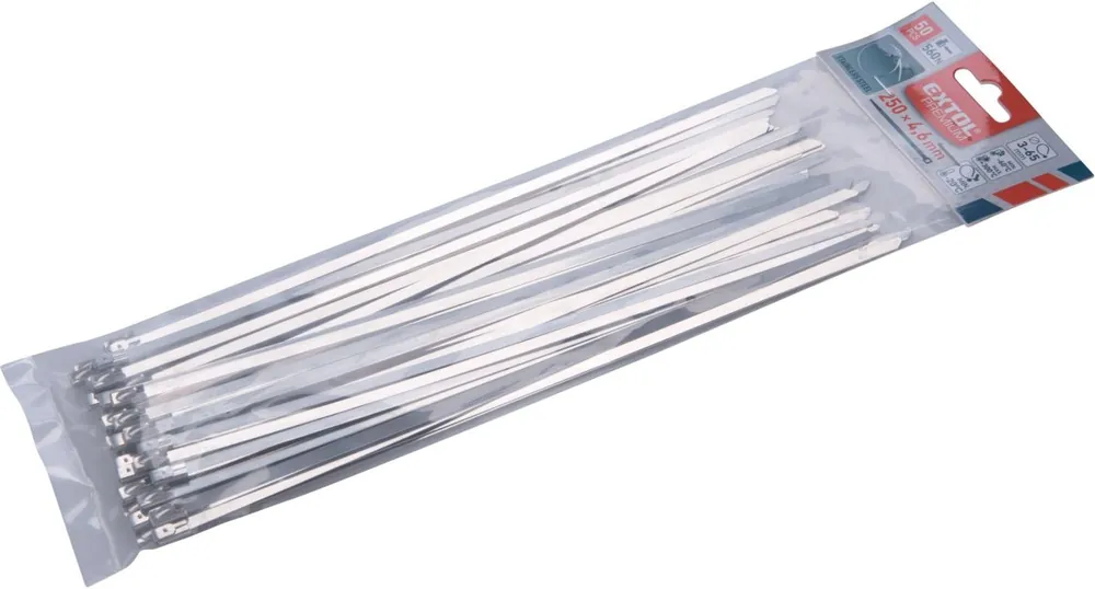 Pásky stahovací NEREZ, 250x4,6mm, 50ks EXTOL PREMIUM Výprodej