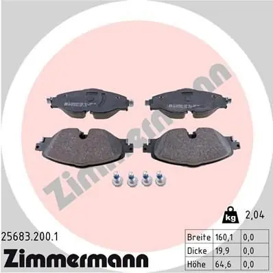 Přední osa Sada brzdových destiček, kotoučová brzda ZIMMERMANN 25683.200.1 Akční Nabídka