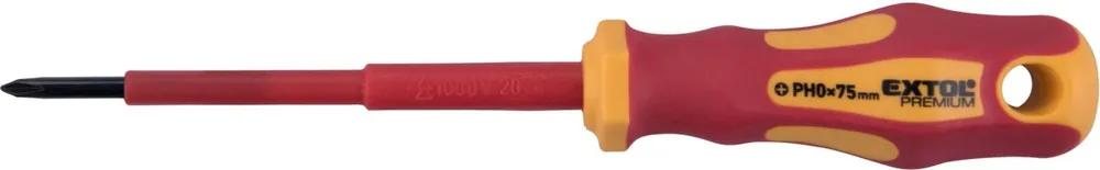 Šroubovák elektrikářský, PH0x75mm, VDE, CrV EXTOL PREMIUM Tovární Cena