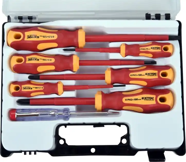 Novinka Šroubováky elektrikářské se zkoušečkou, sada 7ks, 3x(-), 3x(PH), CrV EXTOL PREMIUM