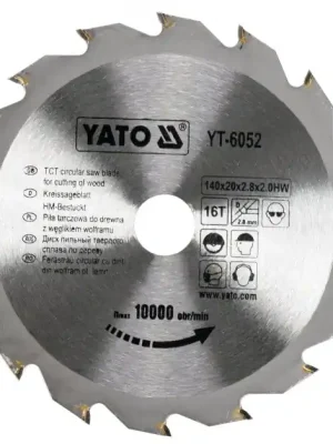 Kotouč na dřevo 140 x 20 mm 16z Yato YT-6052 Horká Nabídka