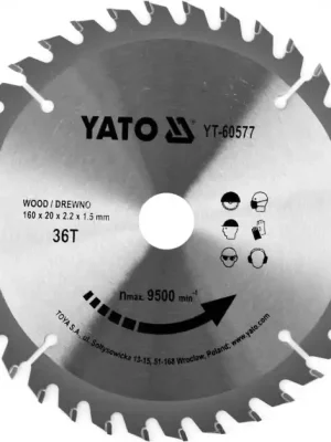 Kotouč na dřevo 160 x 20 mm 36z Yato YT-60577 Finální Výprodej