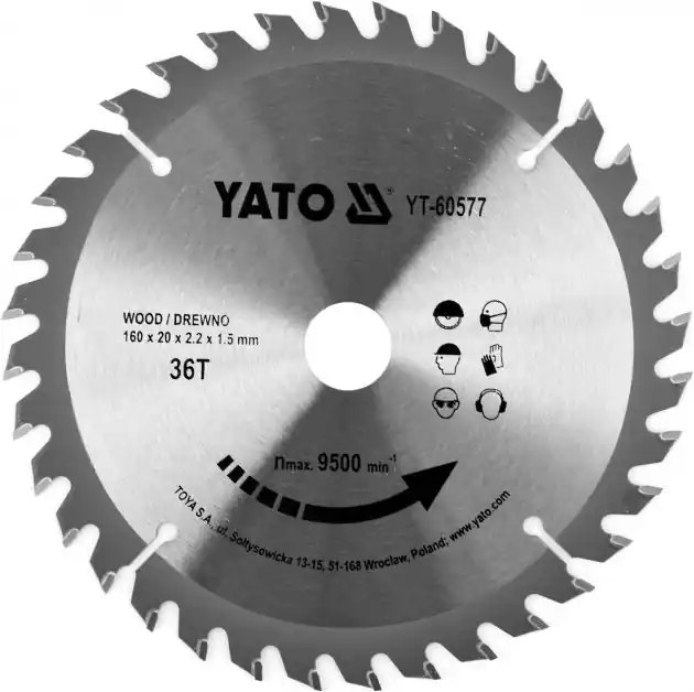Kotouč na dřevo 160 x 20 mm 36z Yato YT-60577 Finální Výprodej