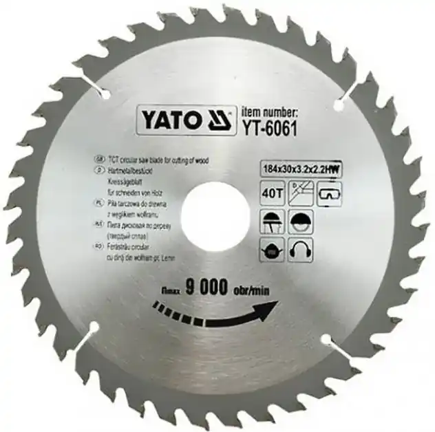 Kotouč na dřevo 184 x 30 mm 40z Yato YT-6061 Cenově Výhodný