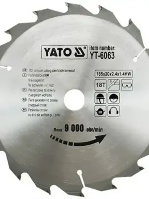 Kotouč na dřevo 185 x 20 mm 18z Yato YT-6063 Koupit Online