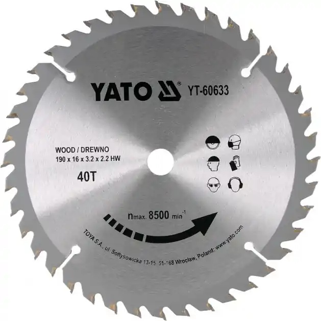 Levný Kotouč na dřevo 190 x 16 mm 40z Yato YT-60633