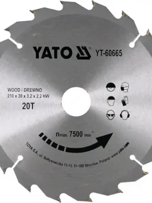 Kotouč na dřevo 210 x 30 mm 20z Yato YT-60665 Výhodná Nabídka