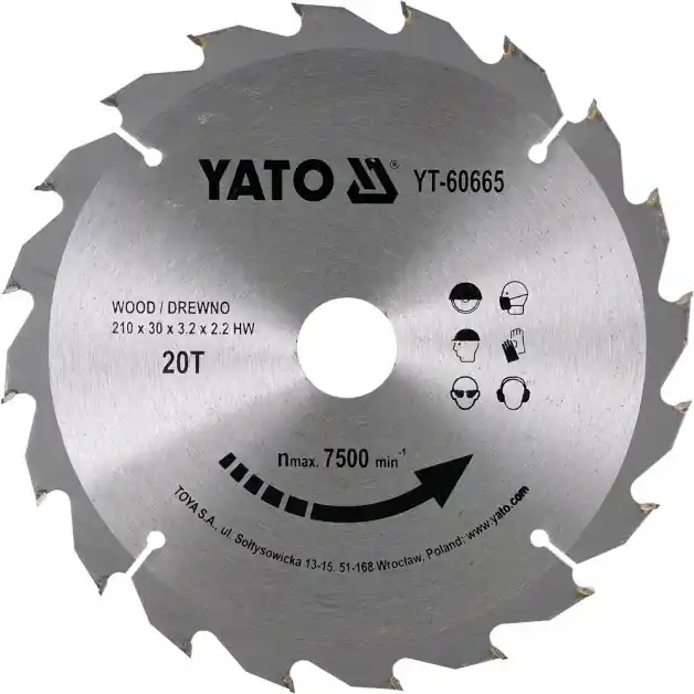 Kotouč na dřevo 210 x 30 mm 20z Yato YT-60665 Výhodná Nabídka