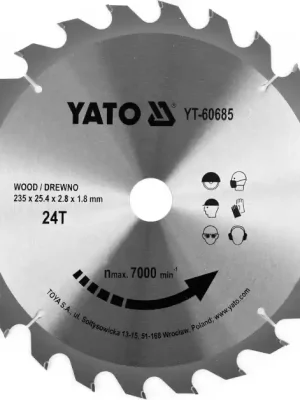 Kotouč na dřevo TCT 235 x 25,4 mm 24z Yato YT-60685 Horká Nabídka