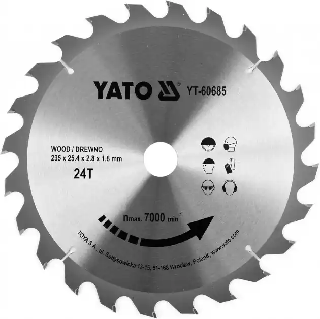 Kotouč na dřevo TCT 235 x 25,4 mm 24z Yato YT-60685 Horká Nabídka
