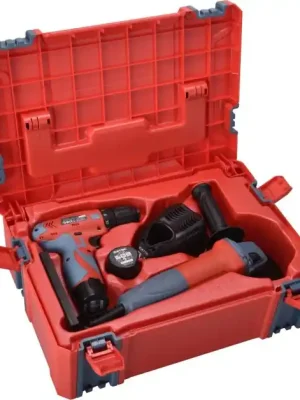 Vrtací šroubovák aku, 12V Li-ion (2x) a bruska úhlová 125mm v plastovém boxu EXTOL PREMIUM Originální