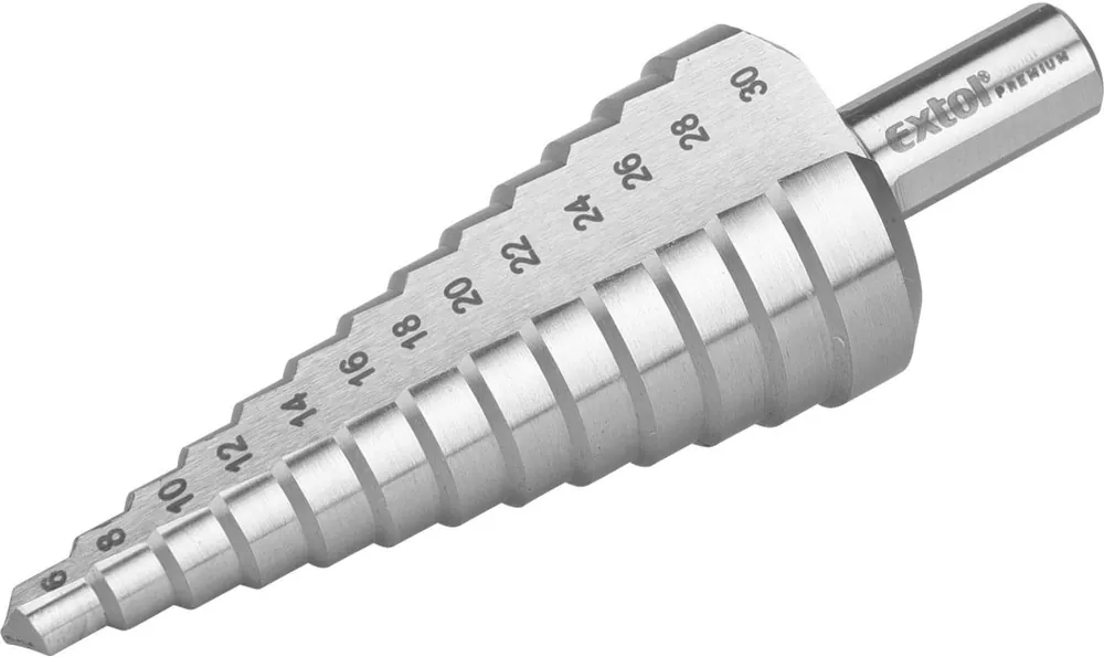Vrták stupňovitý, ⌀6-30mm, HSS-M2 EXTOL PREMIUM Autentický