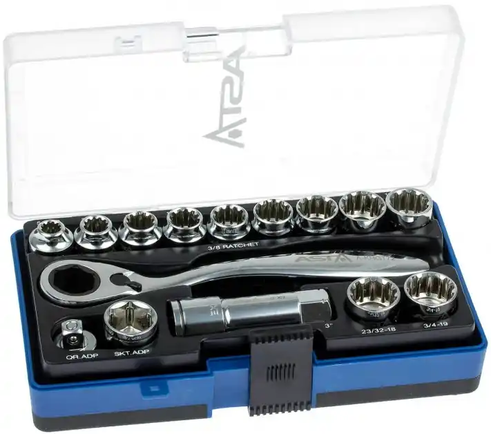Gola sada, profil Gear Lock, průchozí ráčna a hlavice, 15 dílů - ASTA A-15GOTH Must-Have