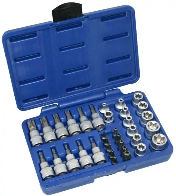 Sada TORX - nástrčné a zástrčné hlavice a bity 3/8", různé rozměry, 34 ks - ASTA A-TXSET34 Speciální Cena