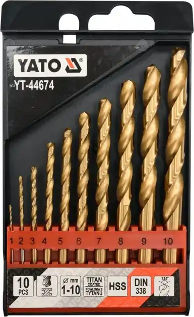Akce Yato sada vrtáků do železa HSS-TiN 10ks 1-10mm YT-44674