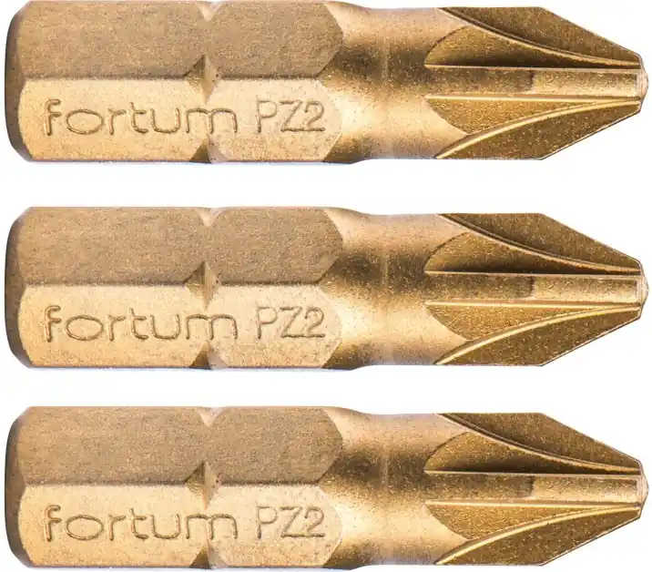 Rychlé Dodání Hrot křížový pozidriv, sada 3ks, PZ 2x25mm,titan. úprava, S2 FORTUM