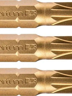 Hrot křížový pozidriv, sada 3ks, PZ 3x25mm,titan. úprava, S2 FORTUM Nejlepší Cena