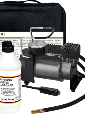 Sada na opravu / defekt pneu pro nouzové utěsnění Aroso - těsnící kapalina 500ml / kompresor 12V Oblíbený